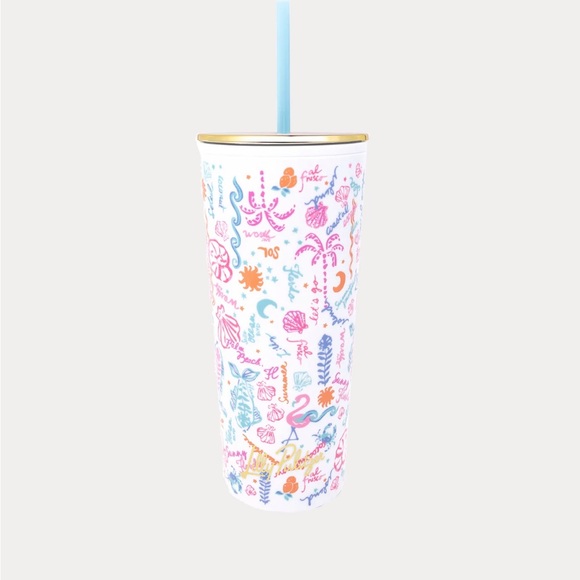 🦩💛LILLY PULITZER 24oz Tumbler with Straw Multi Summer Serenade - Picture 8 of 8